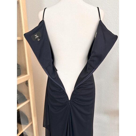 X by Xscape Women Floor Length Navy Blue Evening Gown US 4 Whimsygoth 90s Y2K - Picture 16 of 16